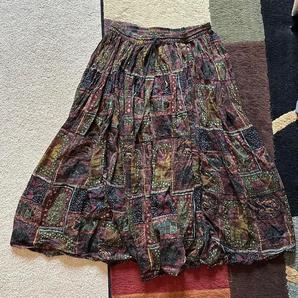revue Floral 100% cotton natural fibers Womens Hippie Boho Fairy maxi skirt